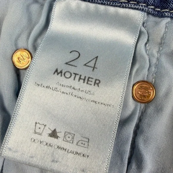 Mother High Waisted Looker Ankle Fray Jeans Womens 24 Blue Skinny Raw Hem - Picture 5 of 15